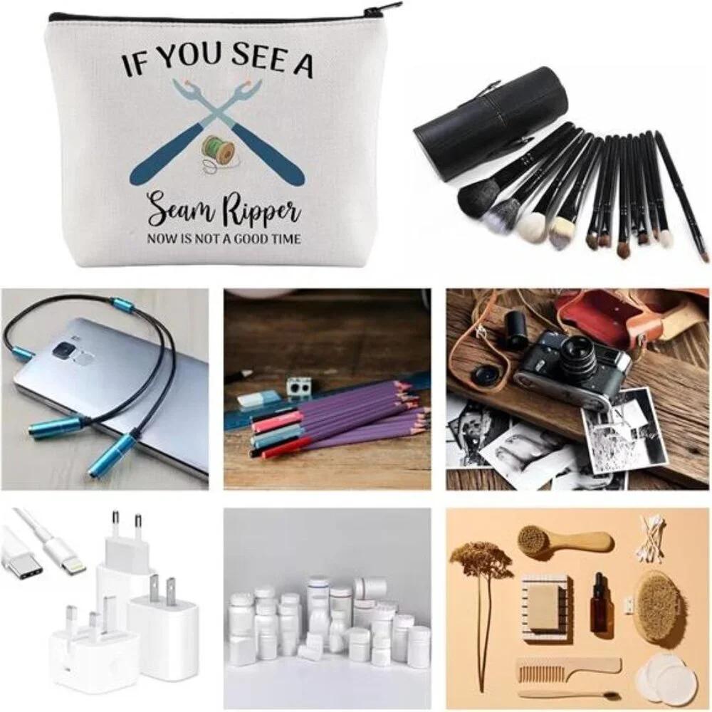 Quilting Gift Sewing Makeup Bag for Sewing Lover Cosmetic Bag with Zipper